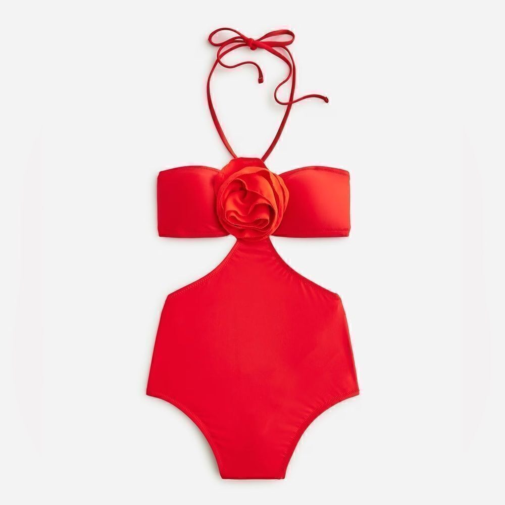 J Crew Rosette Side Cut-Out One Piece Swimsuit NWT